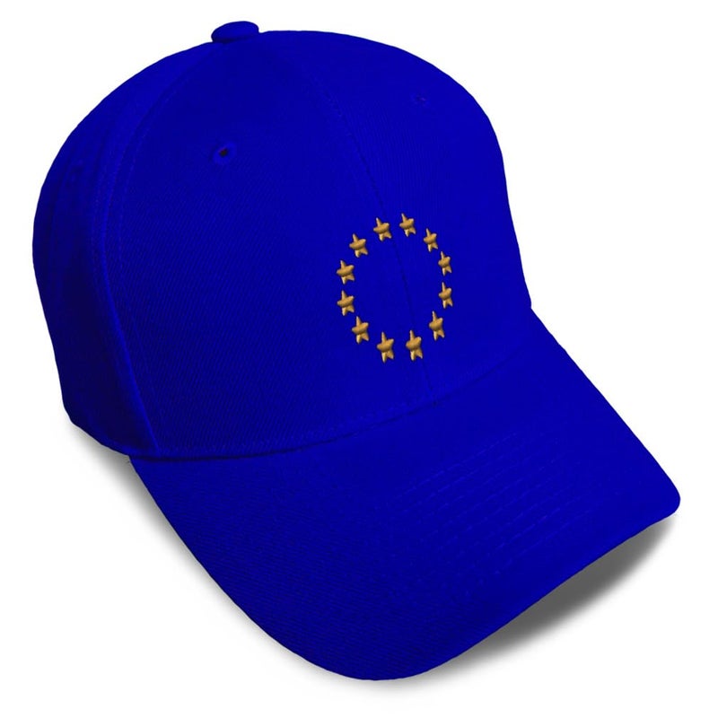 Speedy Pros Custom Baseball Cap European Union Seal Embroidery Europe Acrylic Dad Hats for Men & Women Royal Blue Design Only - Image 1